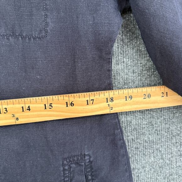 Eileen Fisher Organic Linen Shift Dress Womens Small Navy Button Front Minimal - Picture 12 of 14